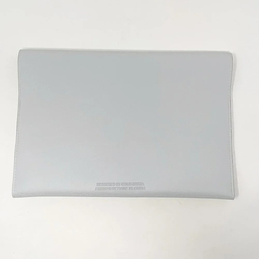 GLASS LADDER & CO Megan Portfolio Clutch Tech Organizer Light Gray Vegan Leather